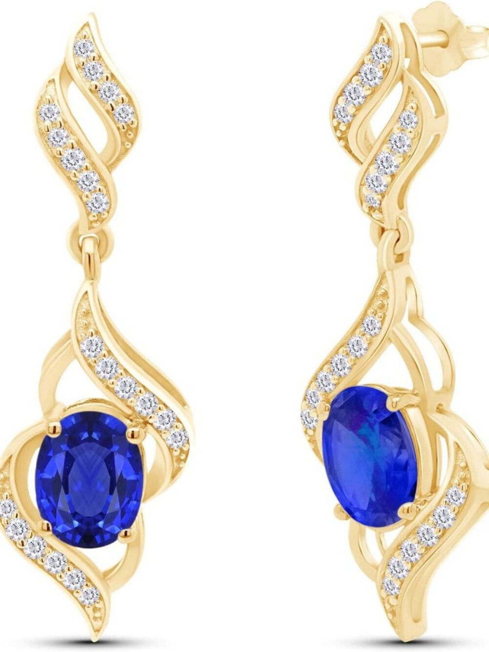 Elegant Birthstone Swirl Dangle Earrings with Round White Cubic Zirconia